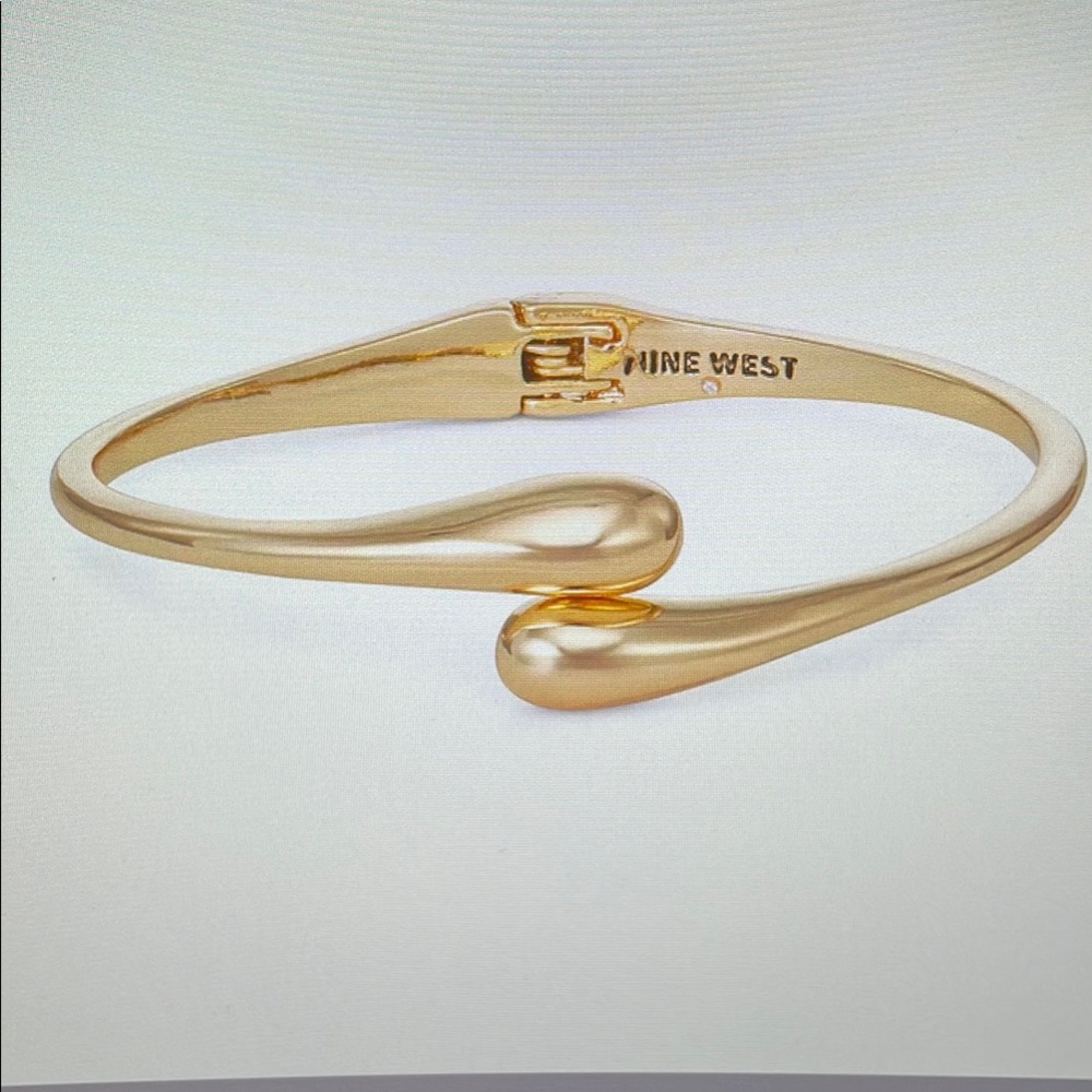 Nine West Gold Tone Open Hinge Cuff Bracelet NWOT